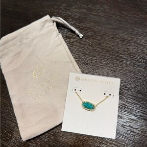 Kendra Scott Elisa Gold Necklace with Teal Pendant